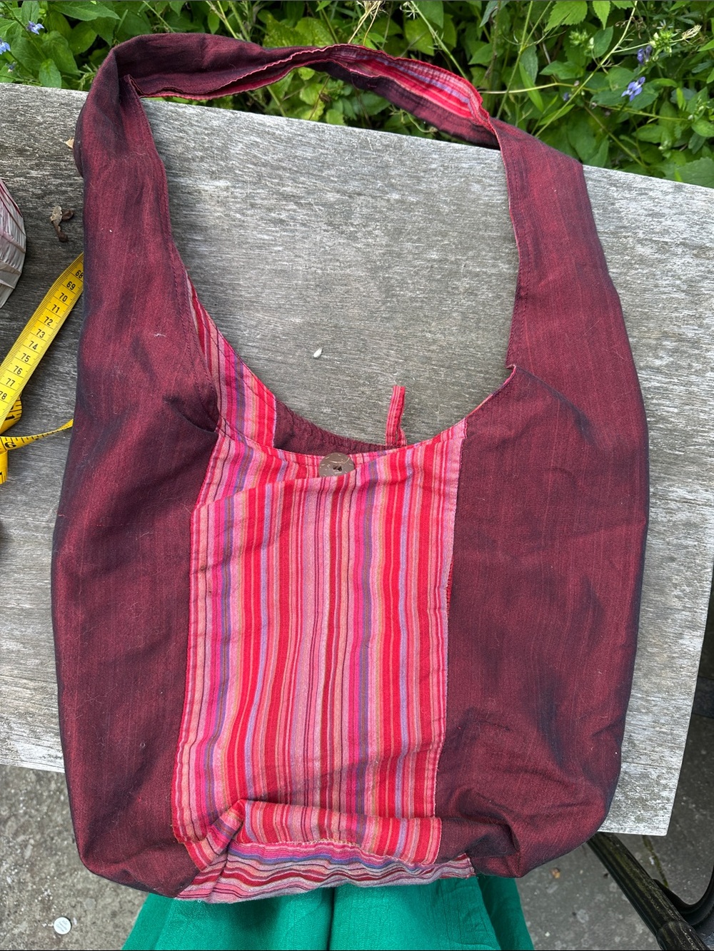 Handmade Indian Farmer’s Market Striped Red Shoulder Bag